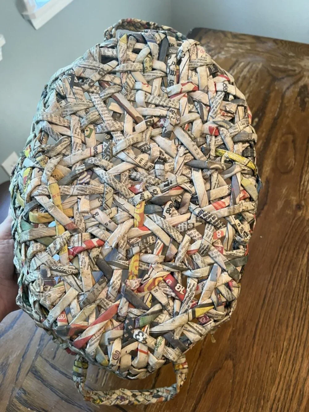 Trader Joe's Hand Woven Recycled Newspaper Oval Basket 16